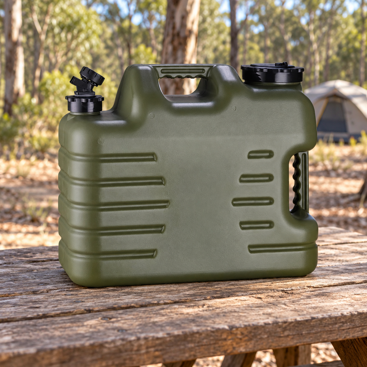 18L Portable Water Jerry Can in a woodland campsite