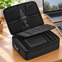 Fireproof & Waterproof Document Organizer Case with Combination Lock — home office desk