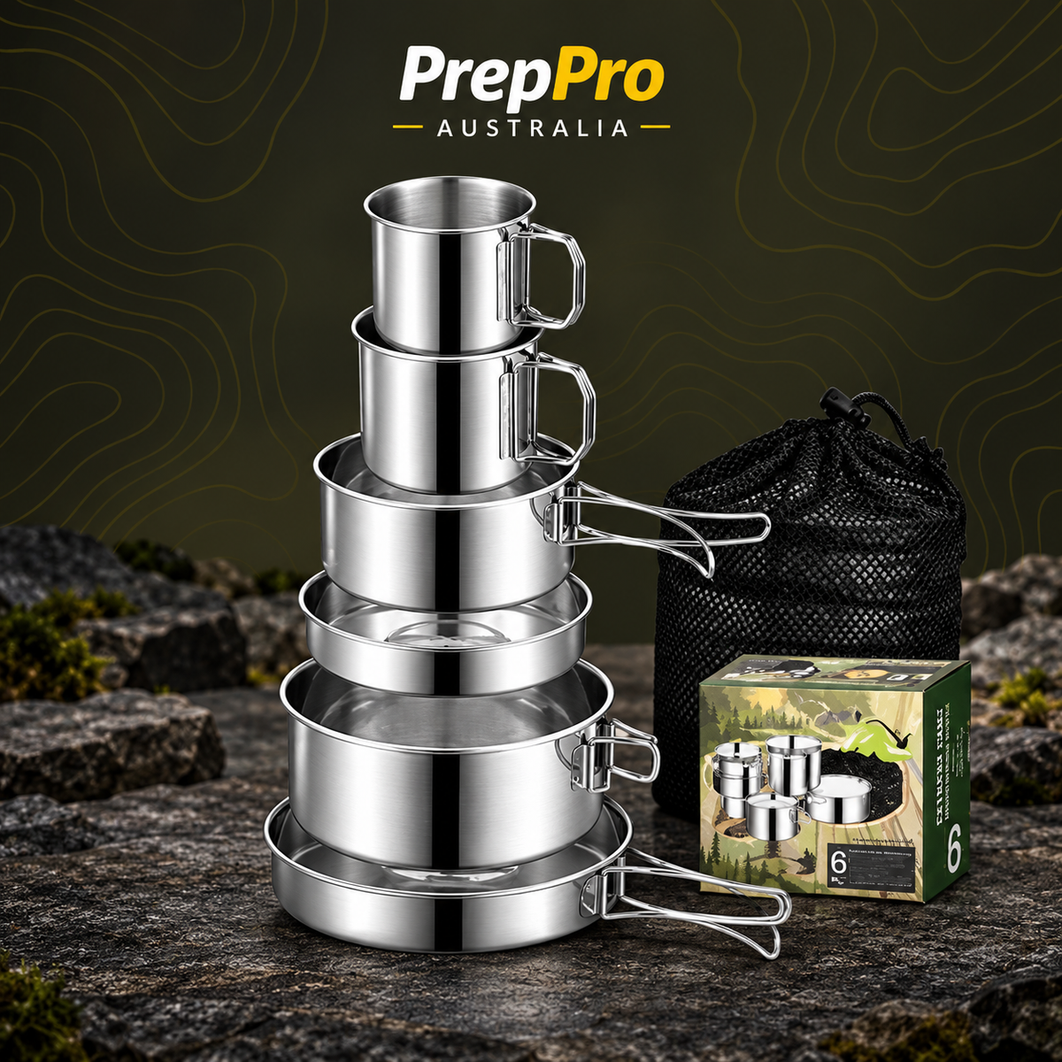 Stainless Steel Camping Cookware Set – Portable 304 Outdoor Cooking Kit with Pots, Pans & Cups – image 2