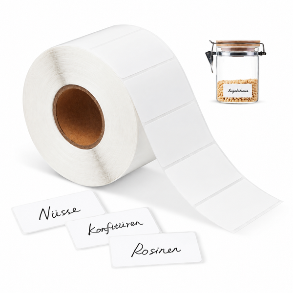 1000 White Self-Adhesive Labels 6cm x 3cm - Writable &amp; Printable Stickers