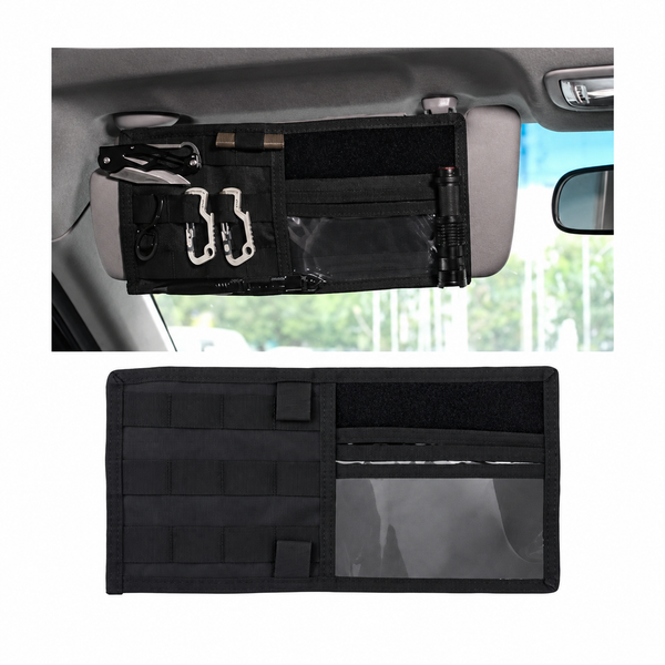 Black Tactical Molle Car Sun Visor Organizer Panel