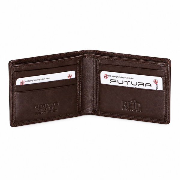 Futura RFID Slim Leather Wallet - Brown
