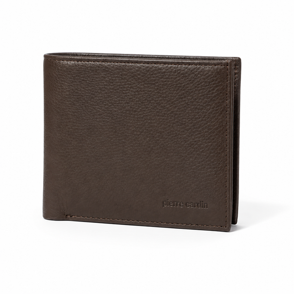 Pierre Cardin Leather Tri Fold Wallet with RFID Protection - Brown