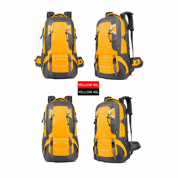 60L Waterproof Outdoor Hiking Backpack Camping Outdoor Trekking Bag(Yellow)