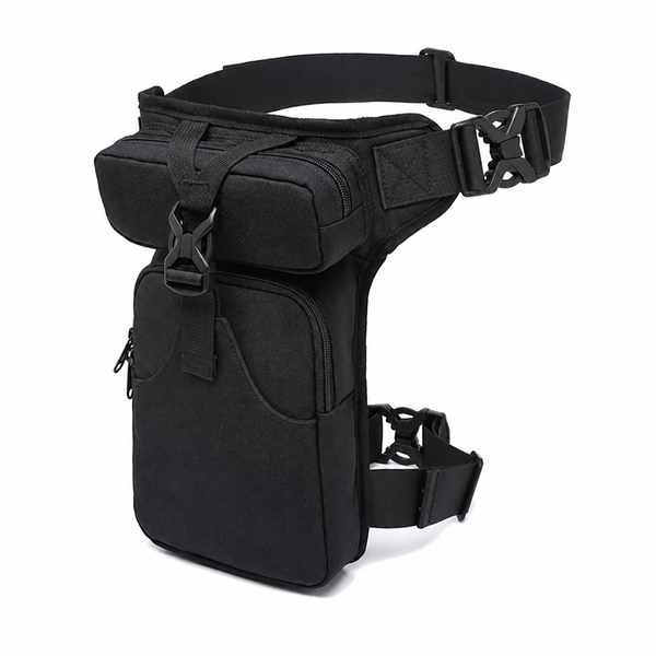 Tactical Leg Bag with 4 Compartments, Black