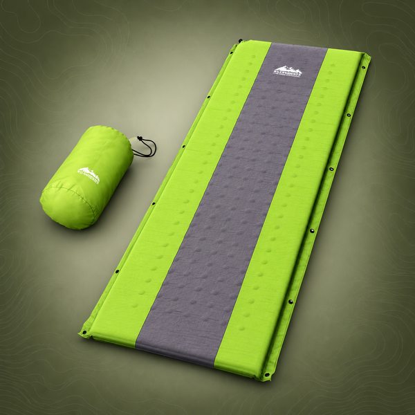 Weisshorn Single Self-Inflating Camping Mat, 195 x 65 x 2.5cm, Green