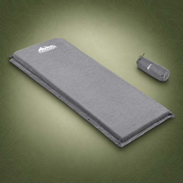 Weisshorn Single Self-Inflating Camping Mat, 187 x 66 x 9.5cm, Grey