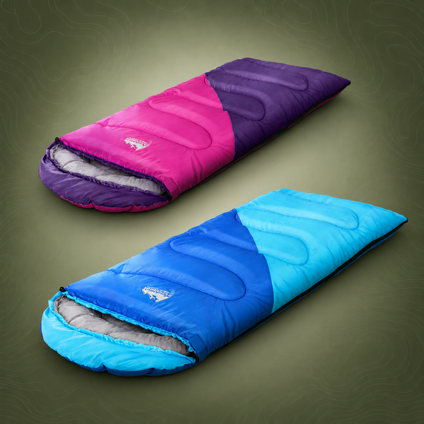 Weisshorn Kids Sleeping Bag Set of 2, 172cm, Blue and Pink
