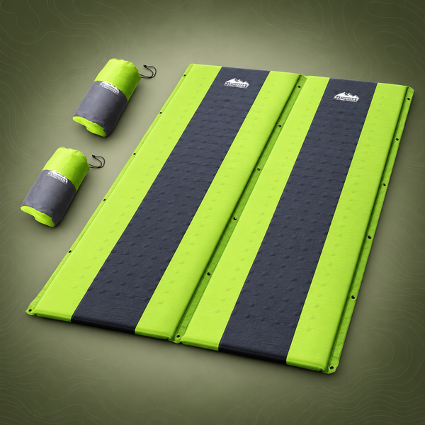Weisshorn Double Self-Inflating Camping Mat, 190 x 128 x 2.5cm, Green