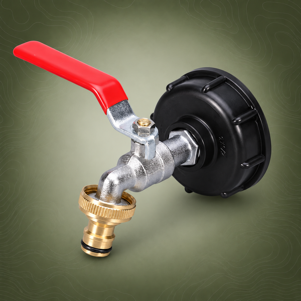 S60x6 IBC Tank Tap with Garden Hose Adapter, Alloy Body