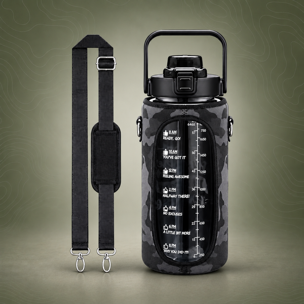 1.9 L Water Bottle with Time Markers and Leak-Proof Lid
