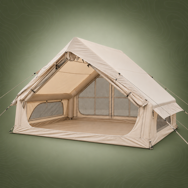 Weisshorn Inflatable A-Frame Glamping Tent with Wide Side Opening, 300 x 210 cm, Khaki