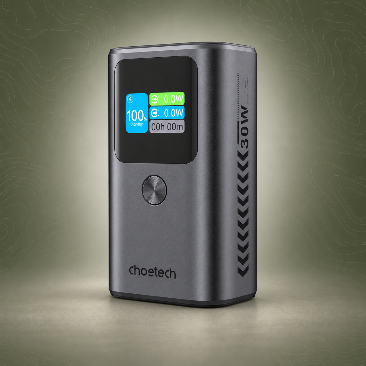 Choetech 10000mAh Power Bank, 30W PD, 3 Ports & TFT Display