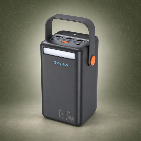 Choetech 50000mAh Power Bank, 65W PD with LED Torch & Display