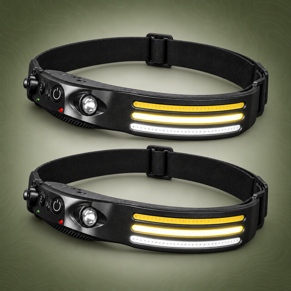230° Wide-Beam LED Headlamp 2-Pack – Headlamp + Spare (Bundle)