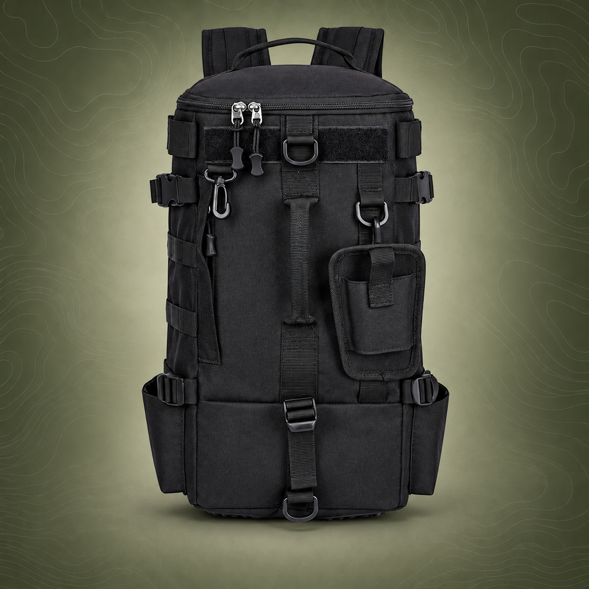 Fishing Tackle Backpack with Rod Holders, Black