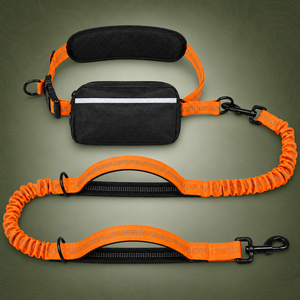 Hands-Free Dog Walking Belt with Bungee Leash, Orange