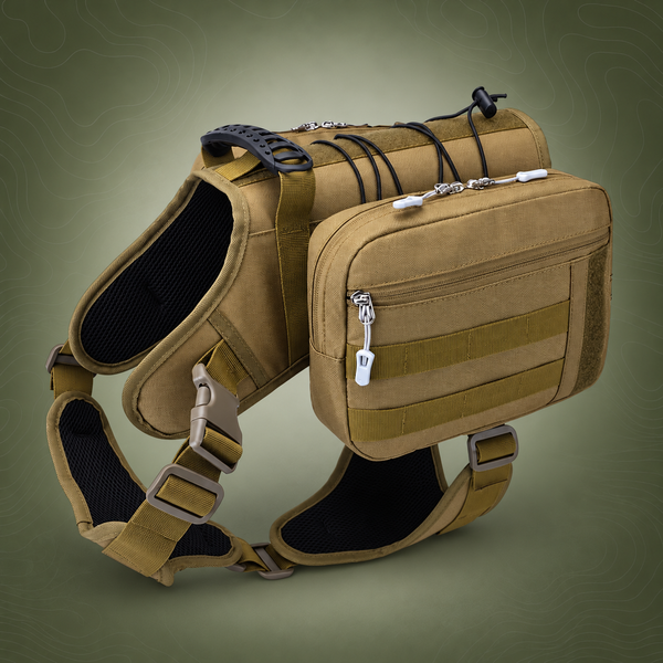 2-in-1 Dog Saddlebag Harness Backpack, Khaki