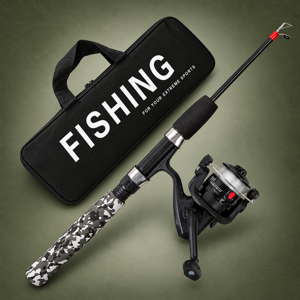 Ice Fishing Rod & Reel Set, Black Grey