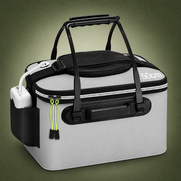 Foldable Aerated Fishing Bucket, 15 L, Grey