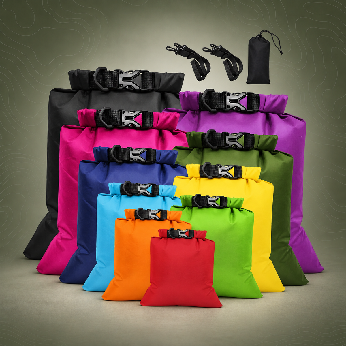 10 Pack Waterproof Roll-Top Dry Sacks