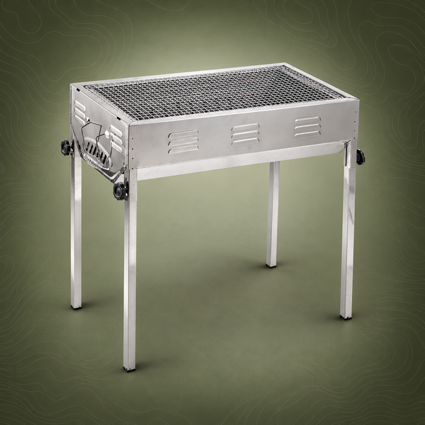Portable Charcoal BBQ Grill Set, Stainless Steel, Medium
