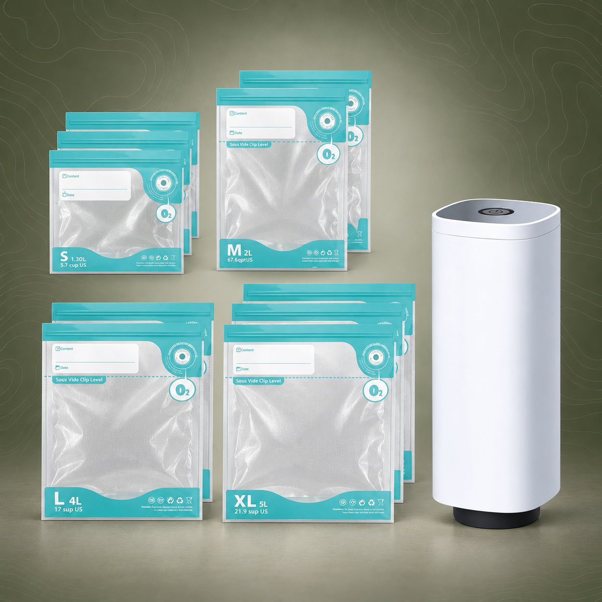 CARLA HOME Automatic Vacuum Sealer Kit with 10 Reusable Bags, White