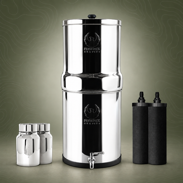Phoenix 8L Stainless Gravity Water Filter + POSTreat Fluoride Cartridges