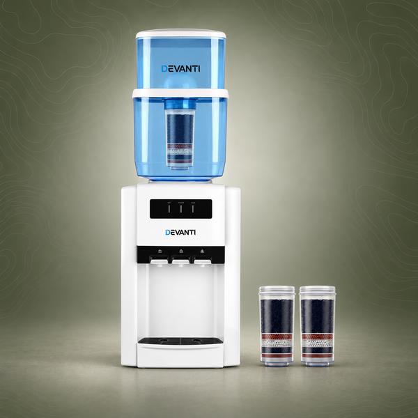 Devanti 22L Benchtop Water Cooler, 3 Taps, 2 Filters, White