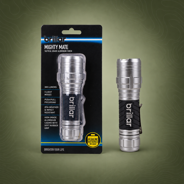 Brillar Mighty Mate 300 Lumen LED Torch, Black