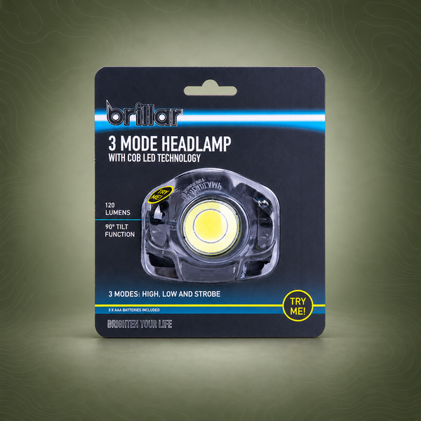3-Mode COB LED Headlamp, 120 Lumens, Black/Blue