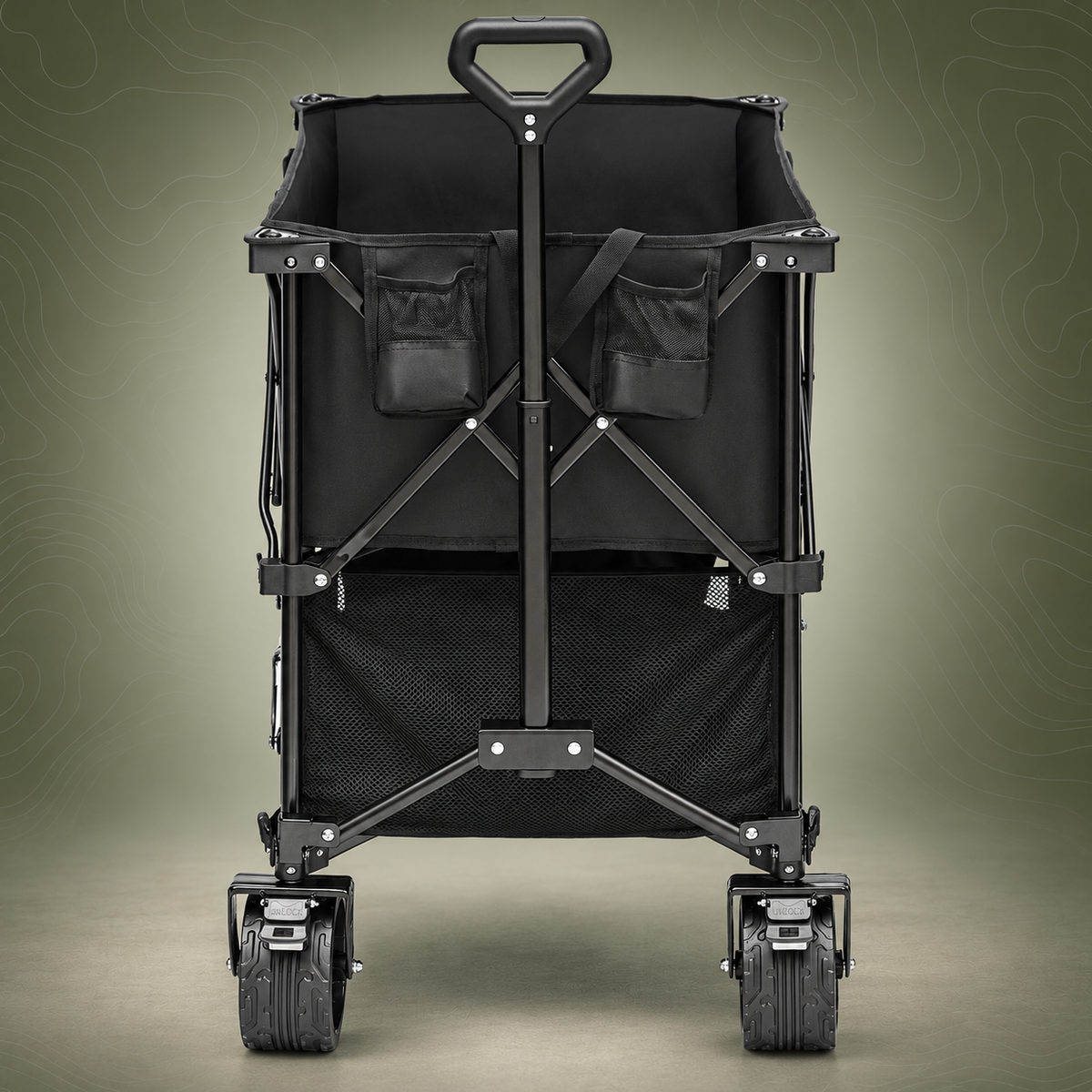 Foldable Double-Decker Wagon, 2-Tier Collapsible Cart, All-Terrain Wheels