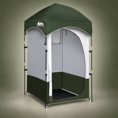 Weisshorn Camping Shower and Toilet Tent, Single, Green