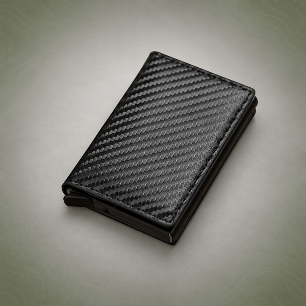 RFID Pop-Up Card Wallet with Money Clip, Aluminium Card Case, Carbon Fibre