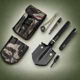 PrepPro Survival Shovel Kit – All‑Terrain Outdoor Multi‑Tool on subtle topography background
