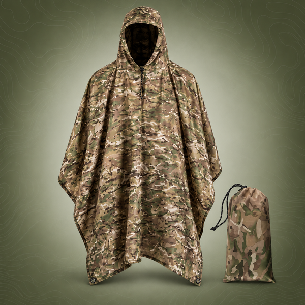Rain Poncho – Camouflage Waterproof Survival Cover | PrepPro