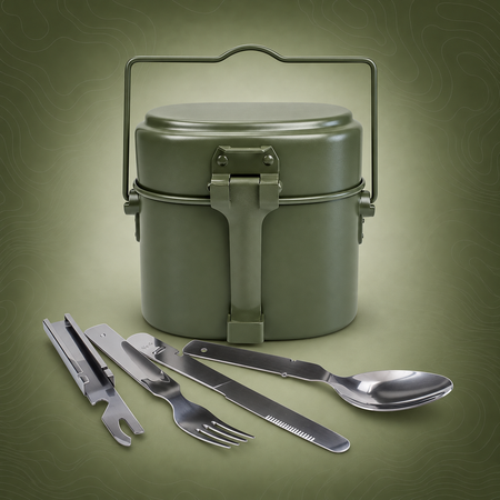 Aluminium Mess Tin Set with Utensils (German-Style)