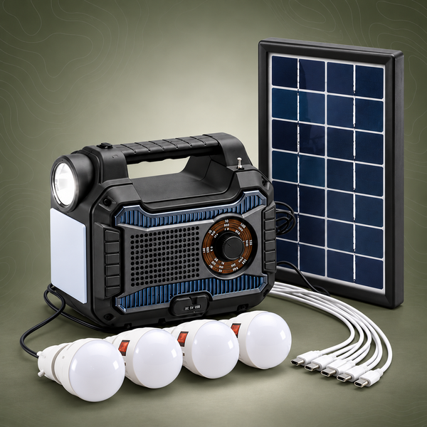 Emergency Solar Power Station 12000mAh with LED Lights & Radio