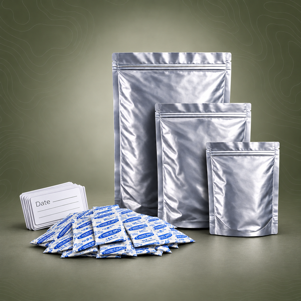 Fortress Fresh Ultimate Mylar Bag Set – 60 Bags with Oxygen Absorbers & Labels