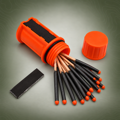 StormStrike Waterproof Survival Matches (12-Pack) on subtle topography background
