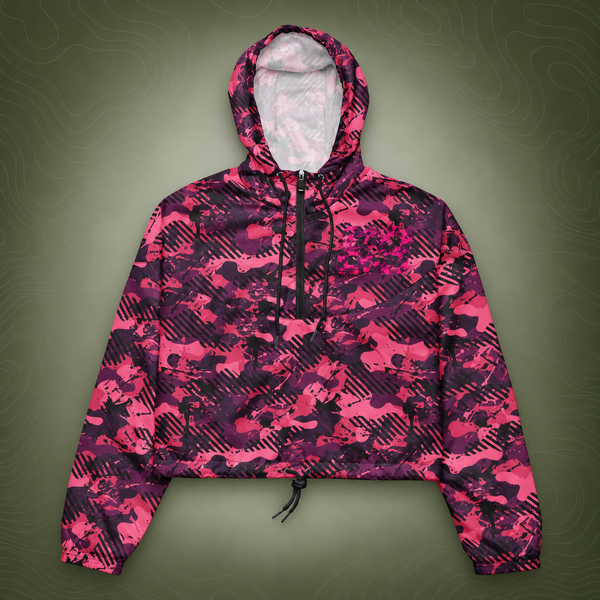 89 Apparel Pink Camo Women’s cropped windbreaker