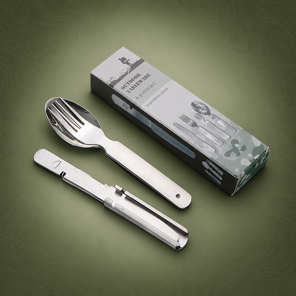 4-Piece Stainless Steel Camping Cutlery Set | Outdoor Tableware