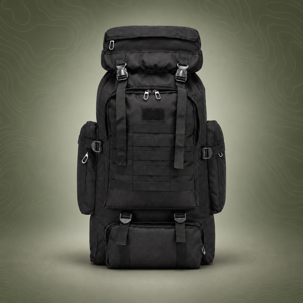 80L Military Tactical Backpack - Waterproof Outdoor Adventure Pack (Black)