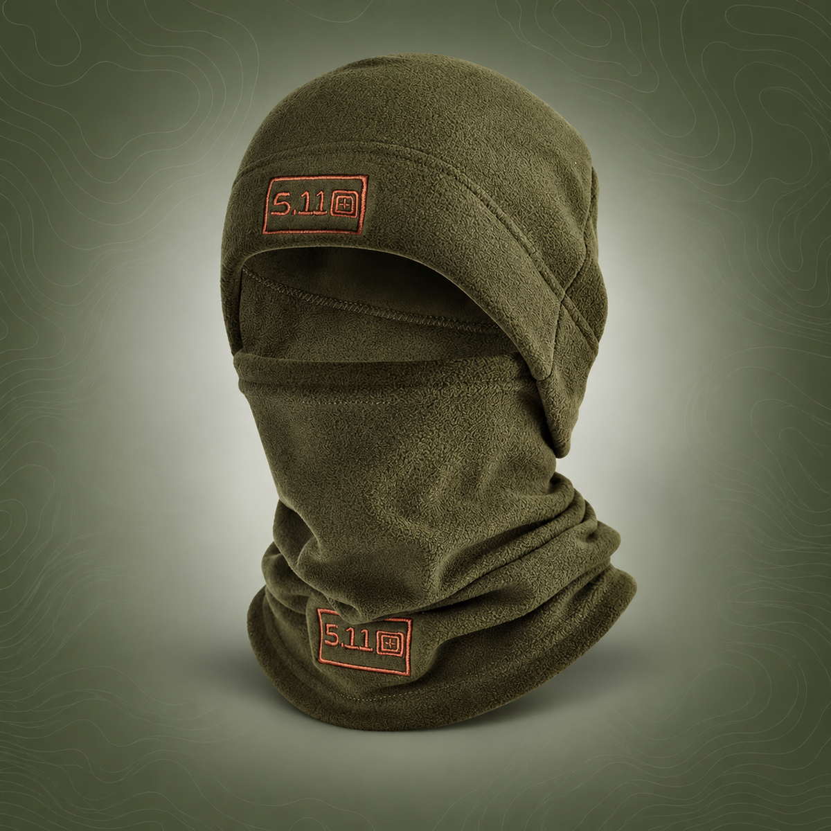 Outdoor Thermal Fleece Balaclava - Winter Windproof Face & Neck Warmer - Green — subtle topography product image