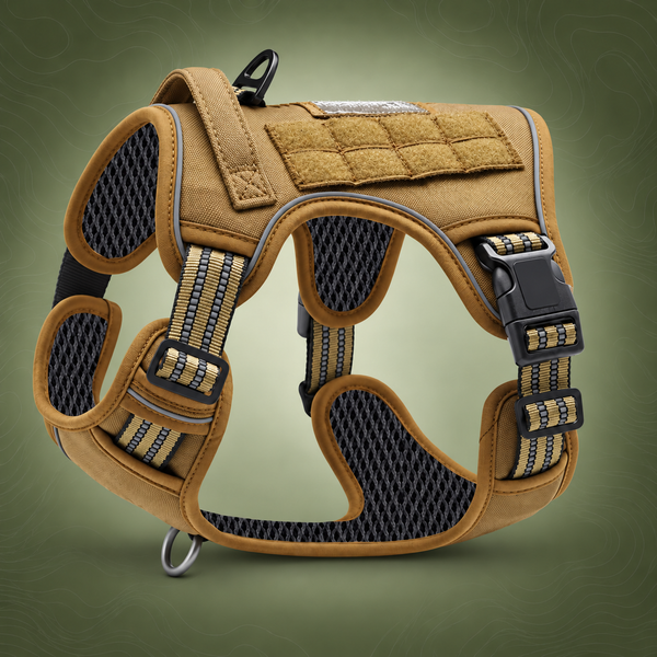 Khaki Professional Adjustable Tactical Dog Mesh Harness - XL