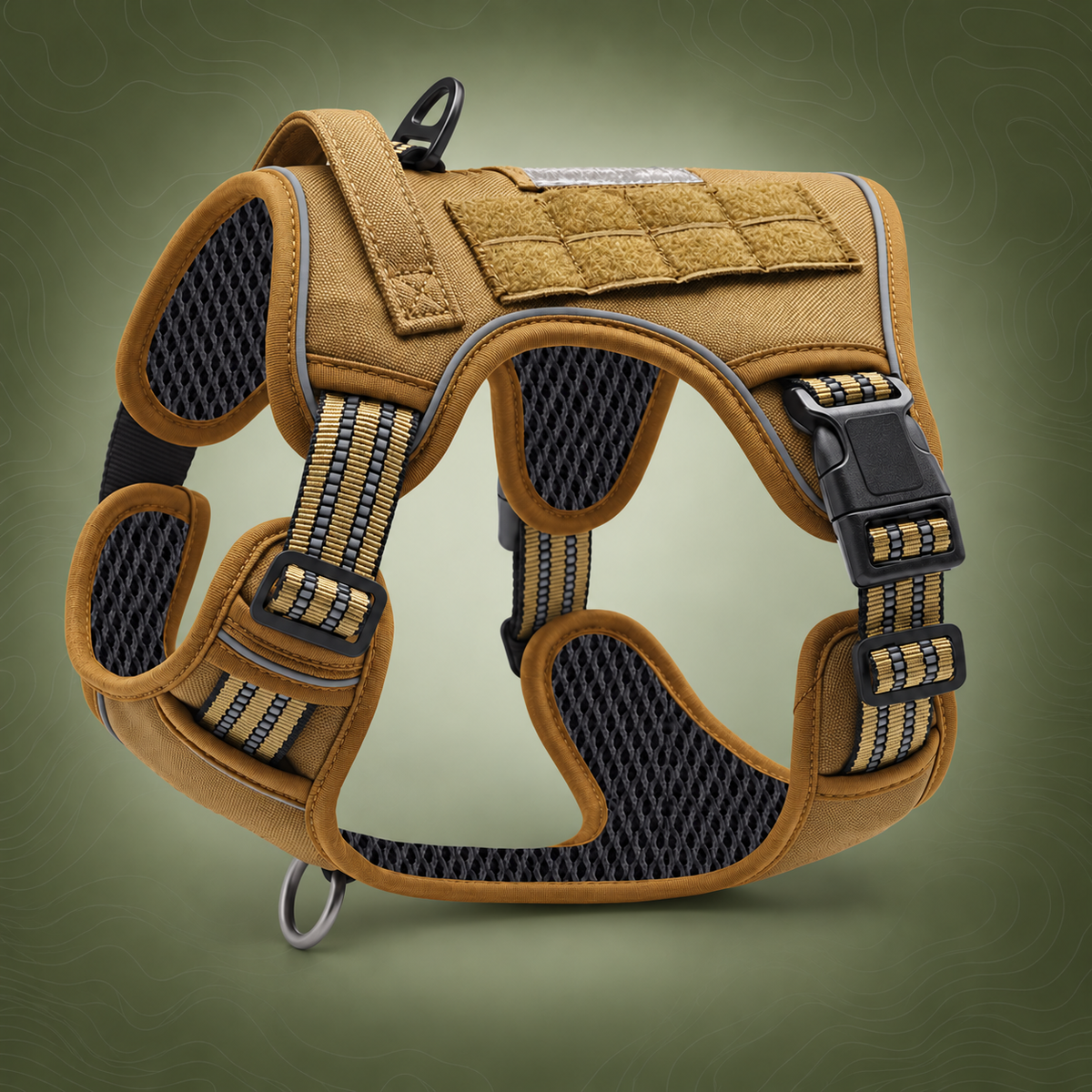 Khaki Professional Adjustable Tactical Dog Mesh Harness - LARGE