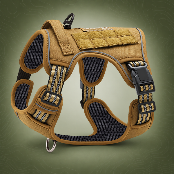 Khaki Professional Adjustable Tactical Dog Mesh Harness - Small