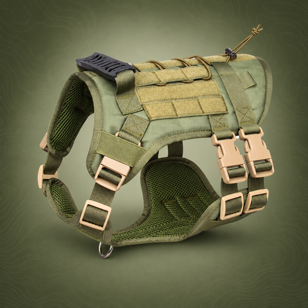 Green Tactical Dog Training Harness - Adjustable Vest for Training and Walking - S