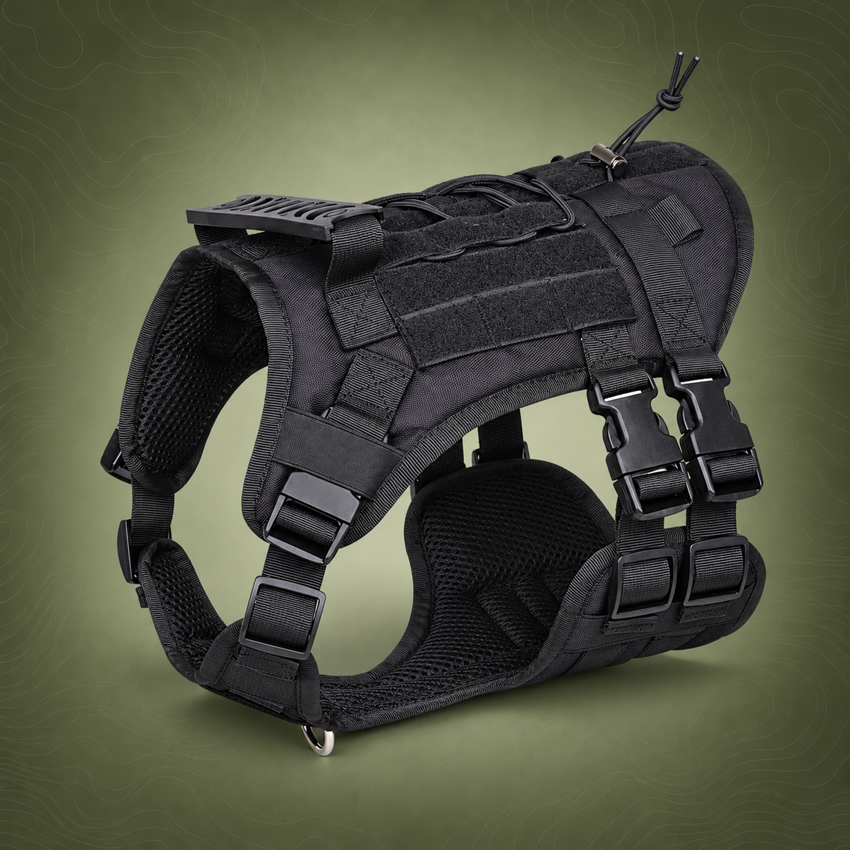 Black Tactical Dog Training Harness - Adjustable Vest for Training and Walking - L