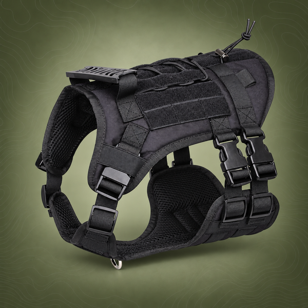 Black Tactical Dog Training Harness - Adjustable Vest for Training and Walking - M
